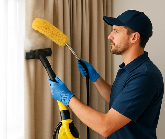 Trusted curtain steam cleaning technician Matty Curtain Cleaning pootilla-vic QLD